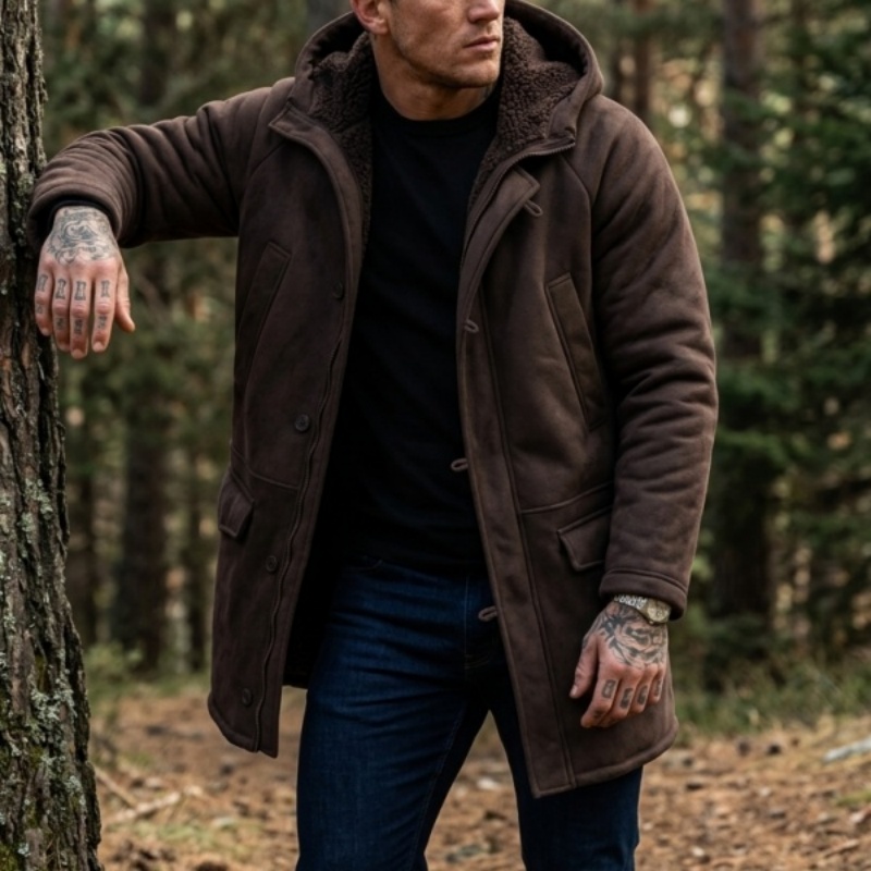 New Men's Faux Fur Lined Hoode - Men'S Outdoor Hunting Jacket recension och pris
