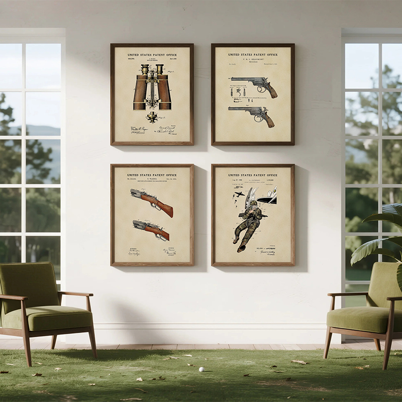 Vintage Hunting Equipment Pate - Outdoor Hunting Paintings recension och pris