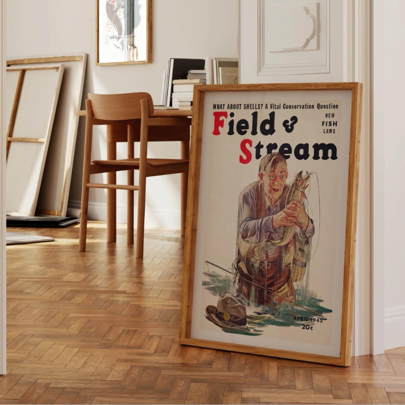 Vintage Fly Fishing Canvas Pri - Outdoor Hunting Paintings recension och pris