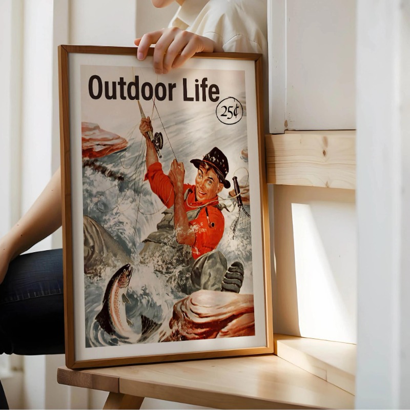 Vintage Fly Fishing Canvas Pri - Outdoor Hunting Paintings recension och pris