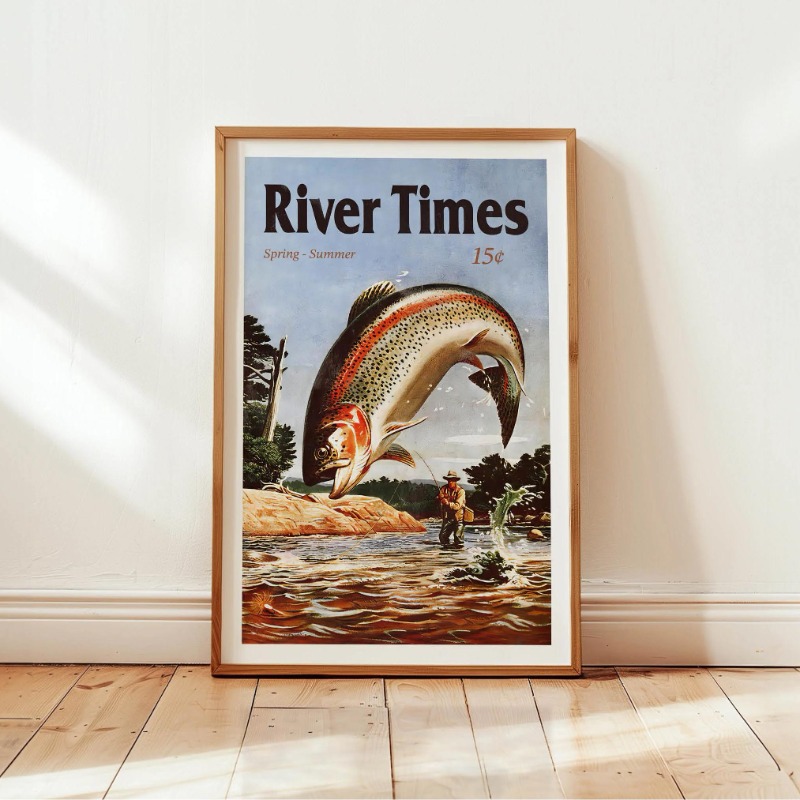 Vintage Fly Fishing Canvas Pri - Outdoor Hunting Paintings recension och pris
