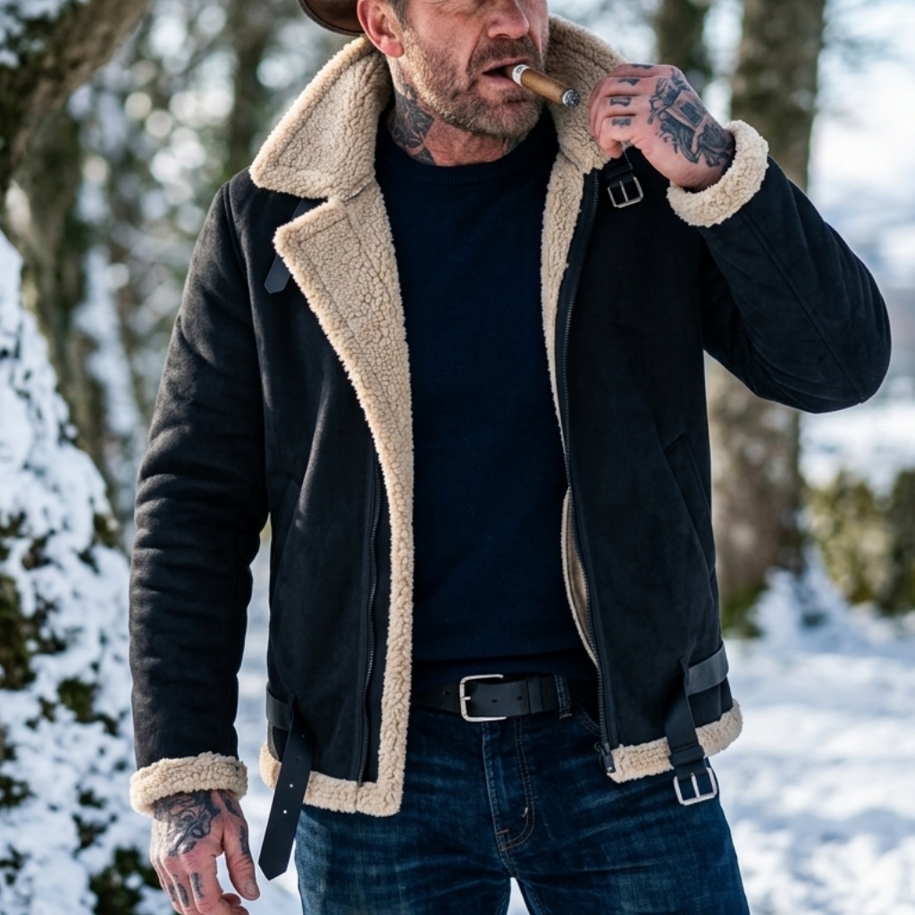 Men Winter Faux Suede Jacket F - Men'S Outdoor Hunting Jacket recension och pris